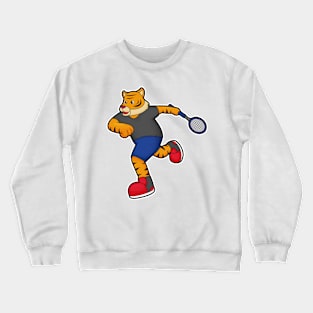 Tiger as Tennis player with Tennis racket Crewneck Sweatshirt